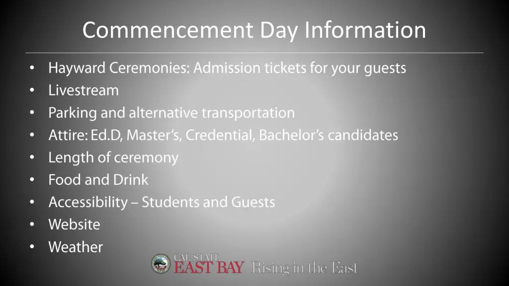 commencement day information