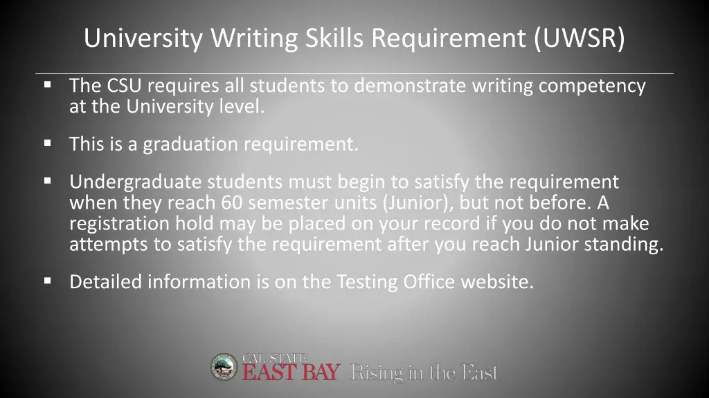 university writing skills requirement uwsr