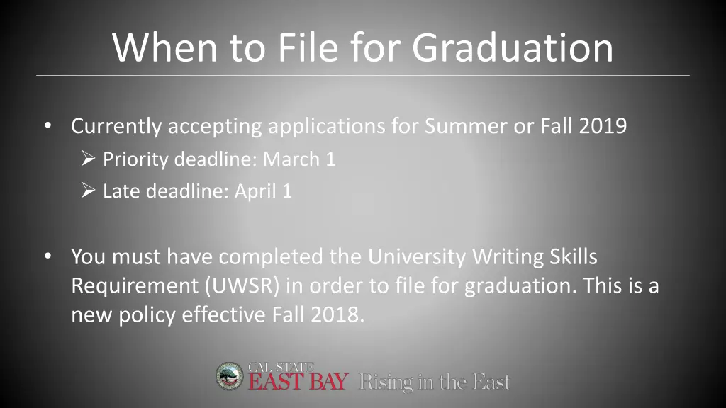 when to file for graduation