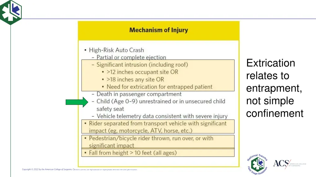 extrication relates to entrapment not simple