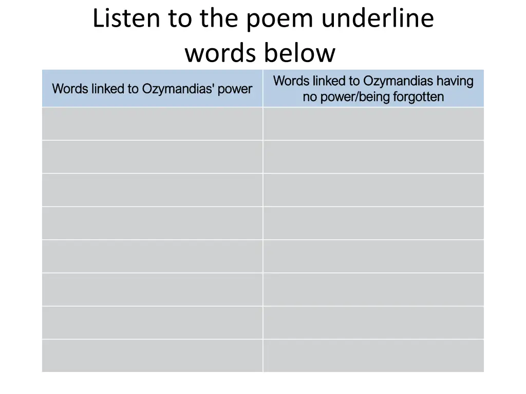 listen to the poem underline words below