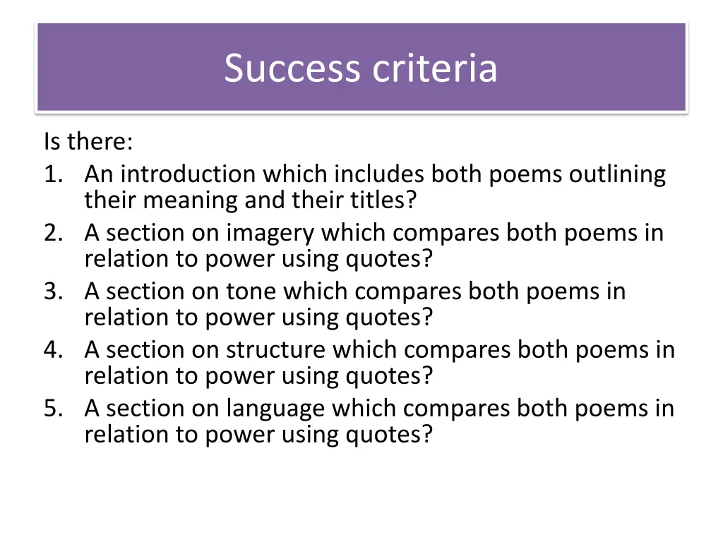 success criteria