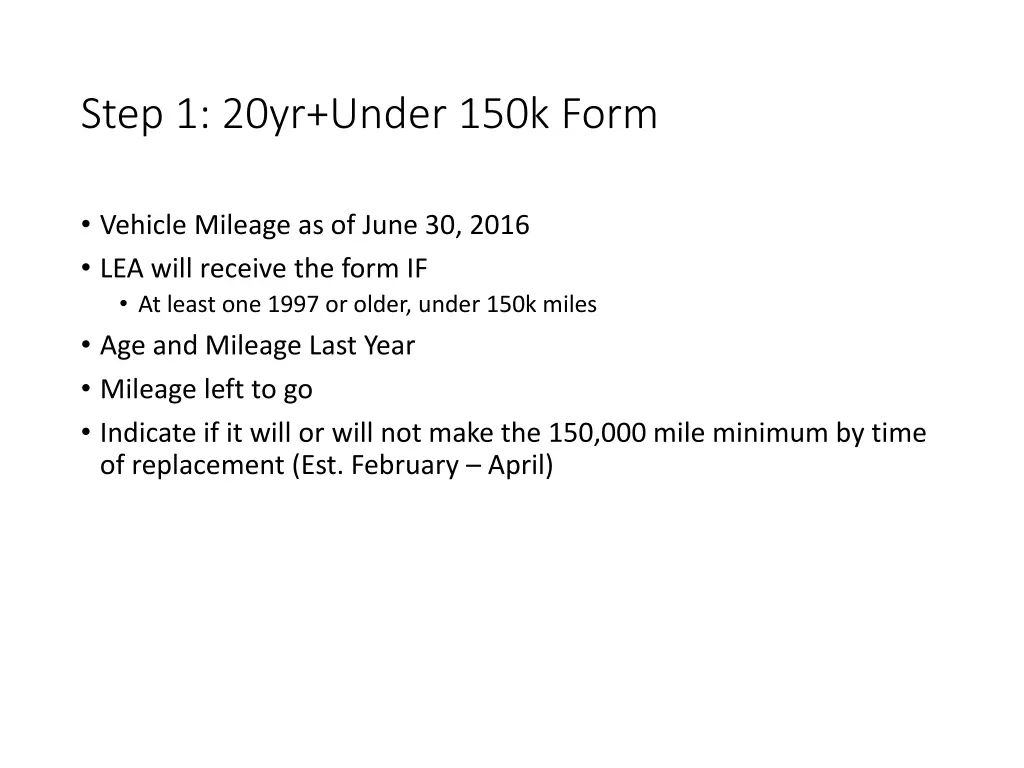 step 1 20yr under 150k form