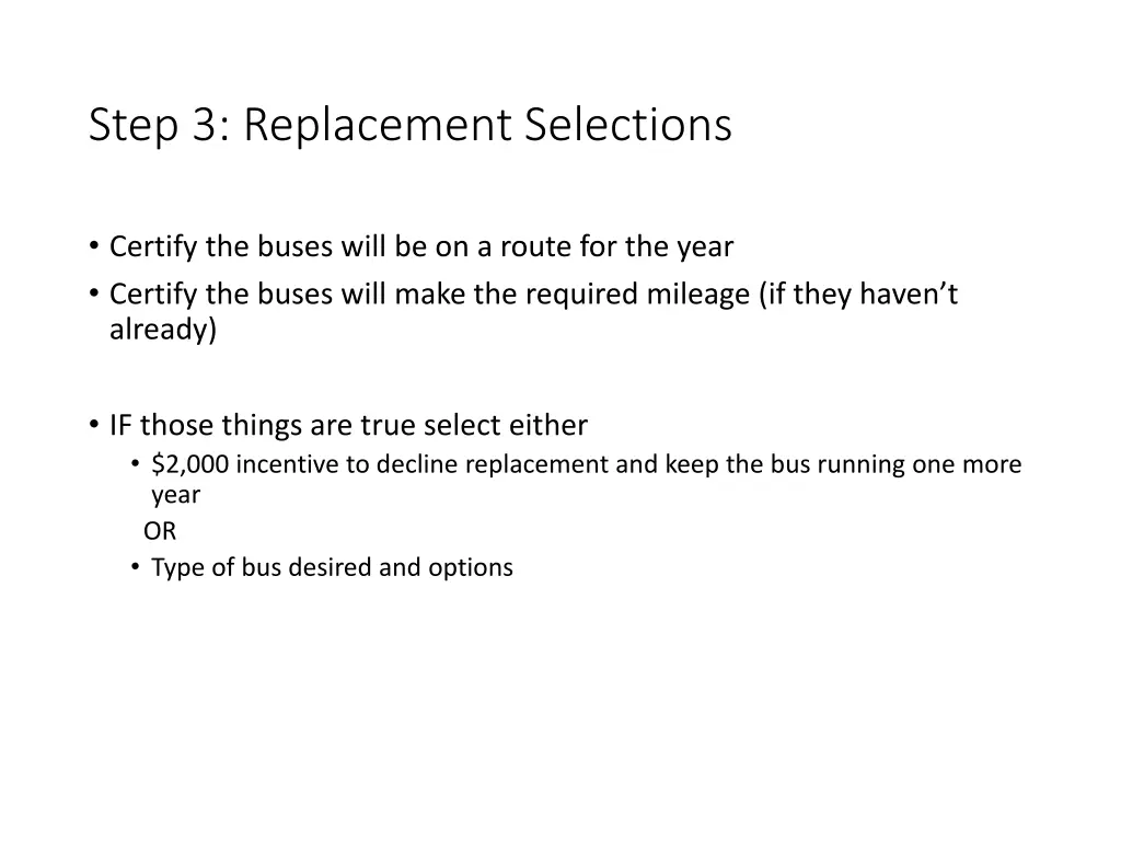 step 3 replacement selections