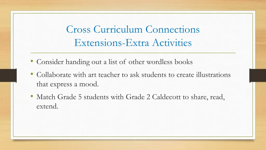 cross curriculum connections extensions extra