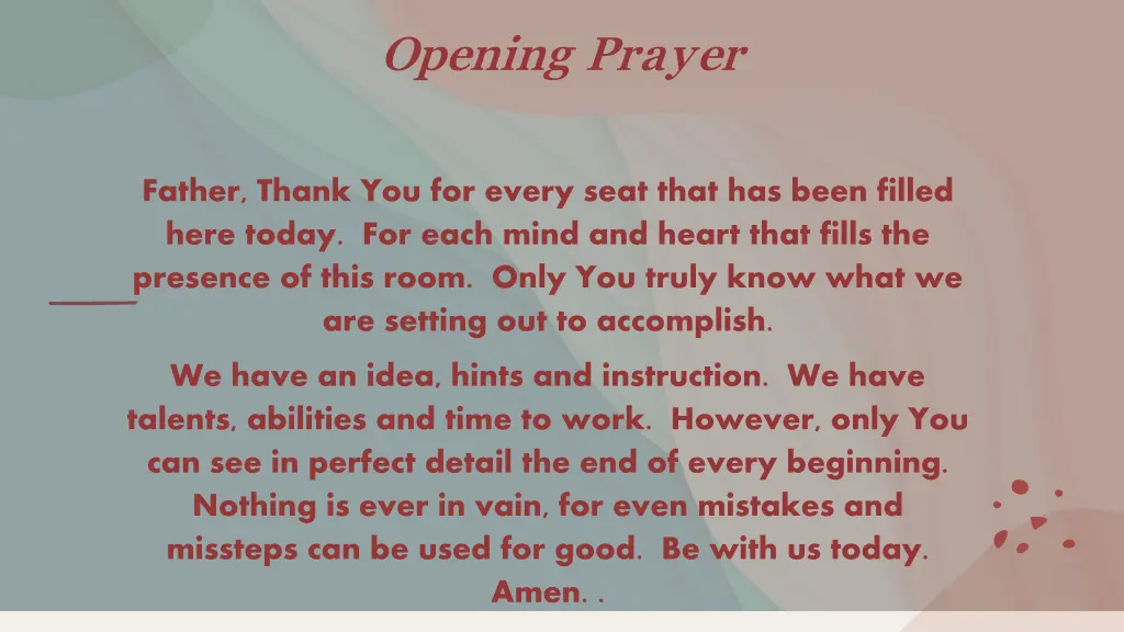 opening prayer