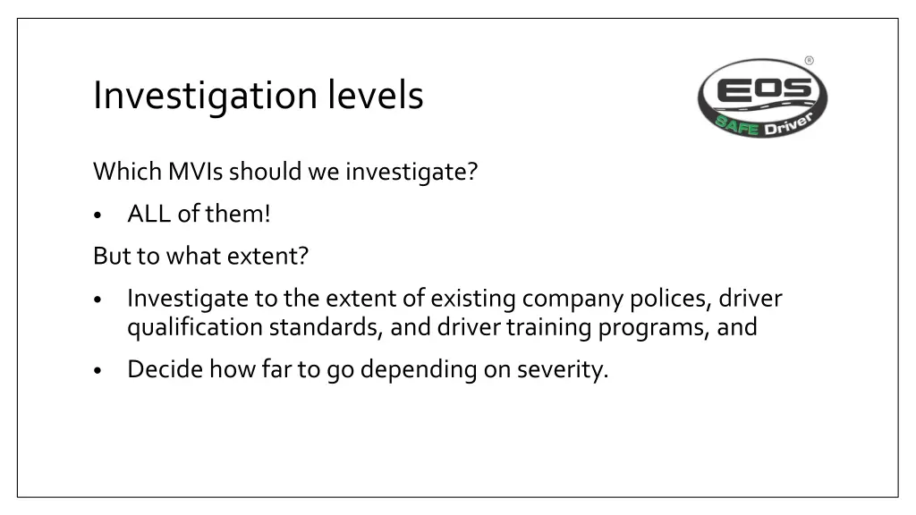 investigation levels