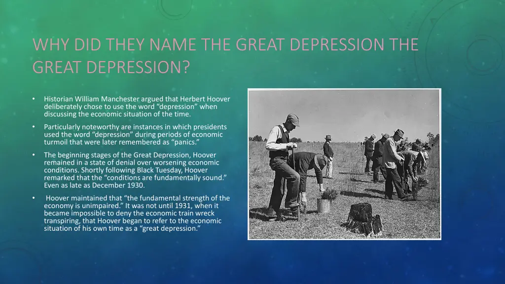 why did they name the great depression the great