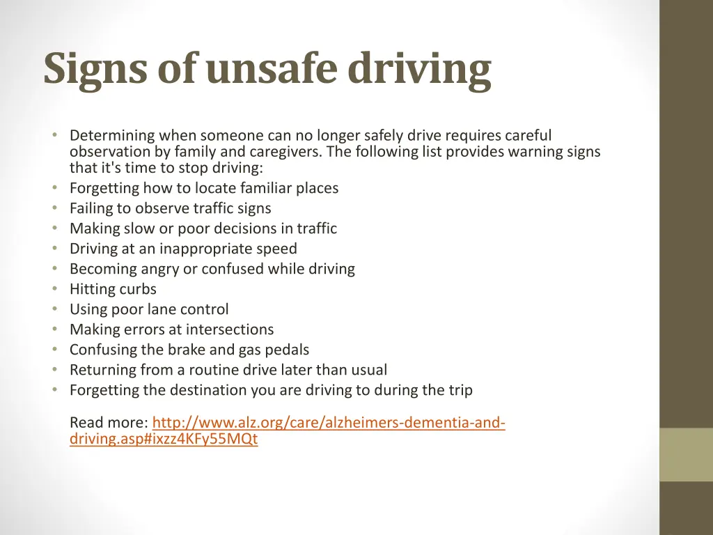 signs of unsafe driving