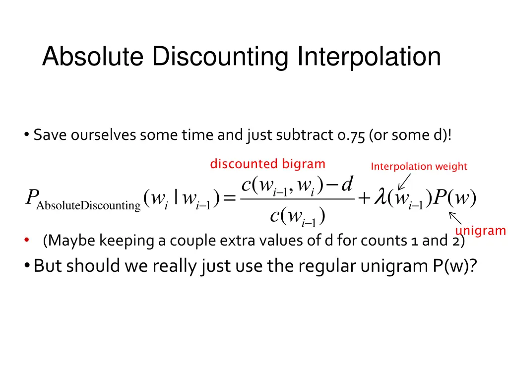 absolute discounting interpolation