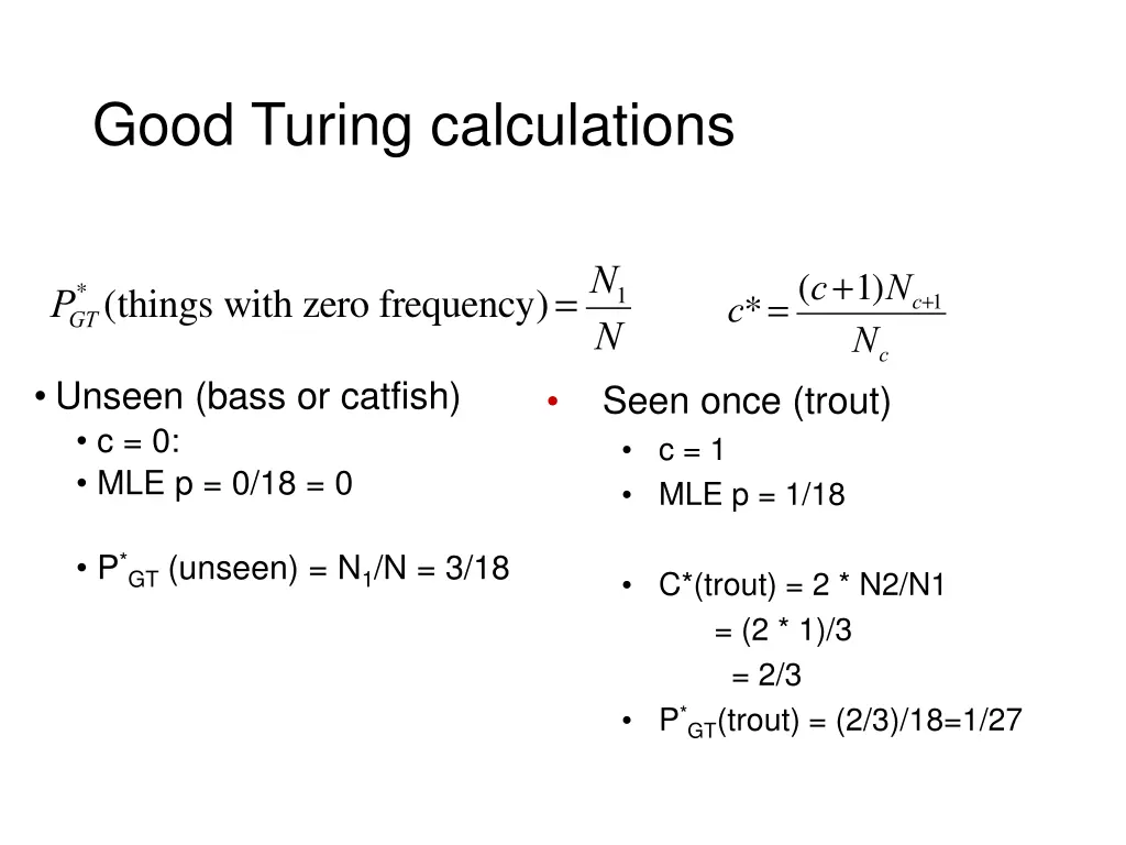 good turing calculations