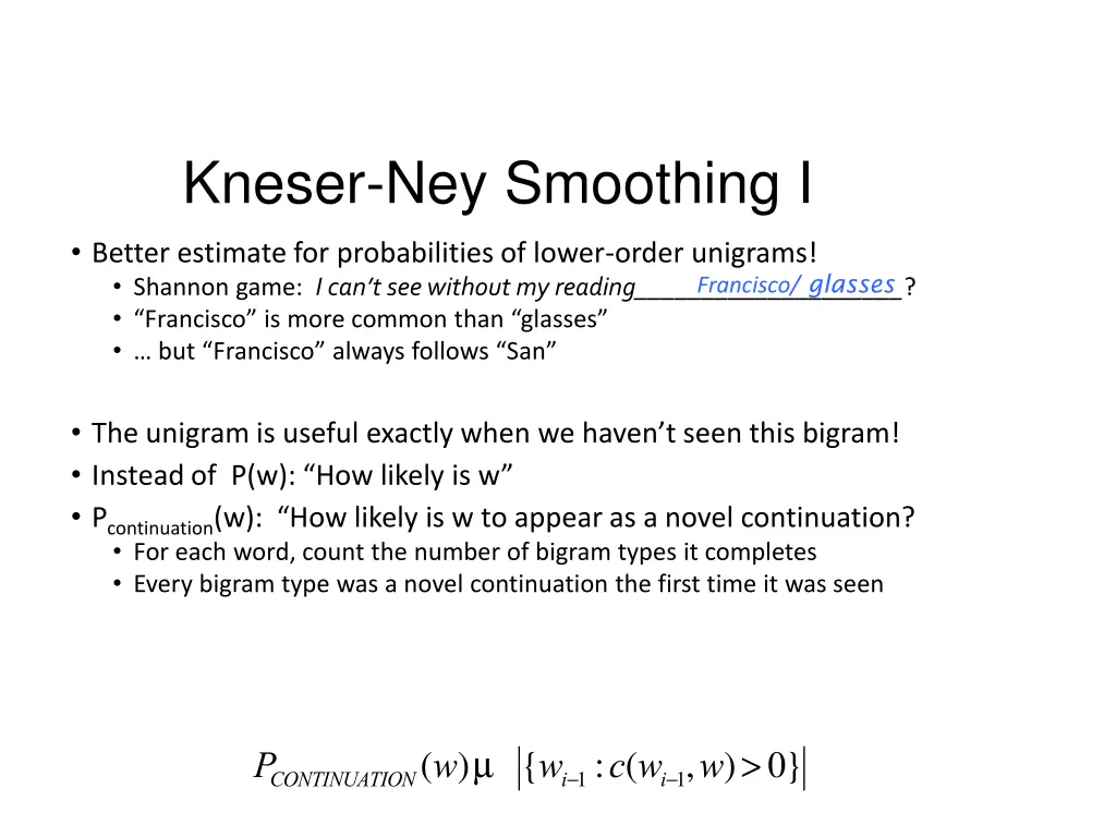 kneser ney smoothing i