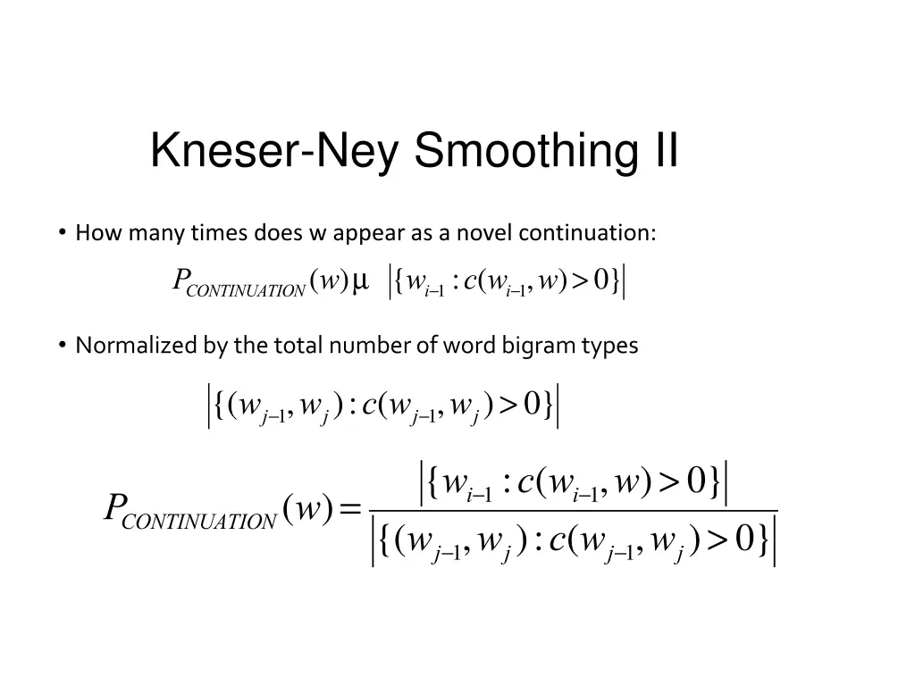 kneser ney smoothing ii