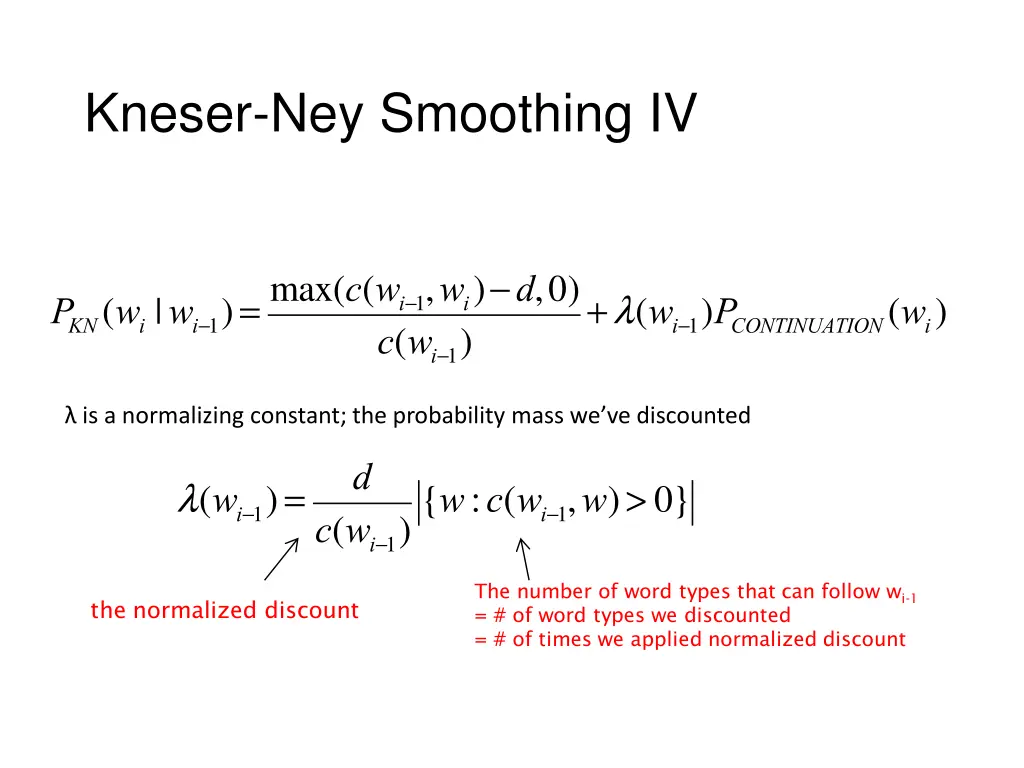 kneser ney smoothing iv