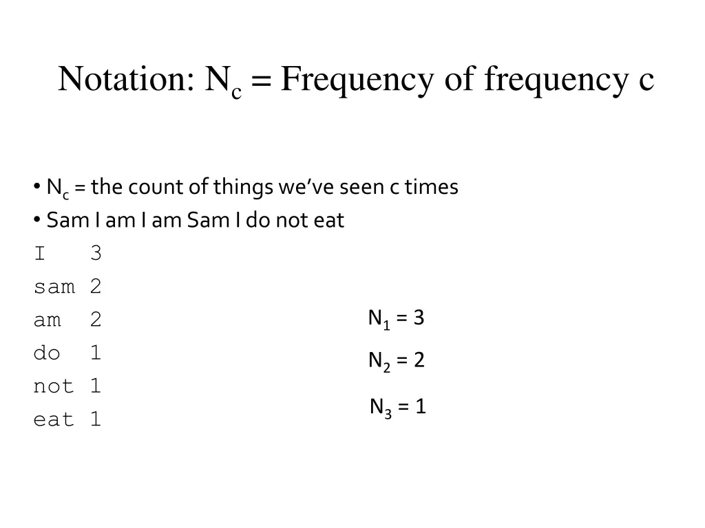 notation n c frequency of frequency c