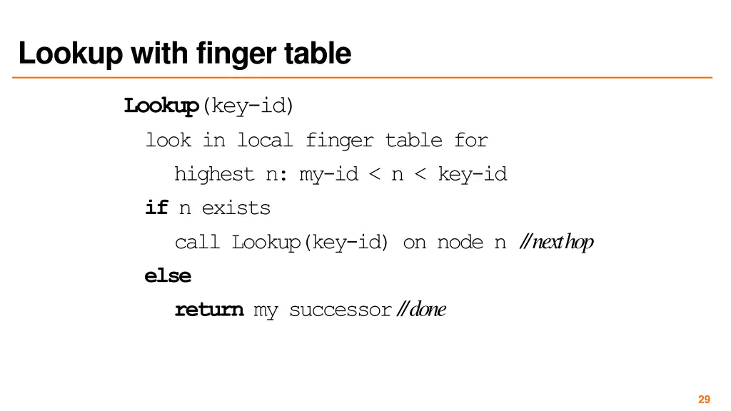 lookup with finger table