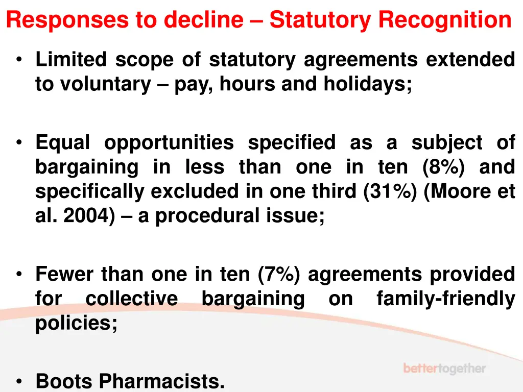 responses to decline statutory recognition