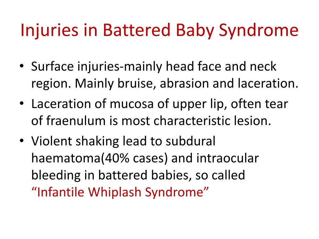 injuries in battered baby syndrome