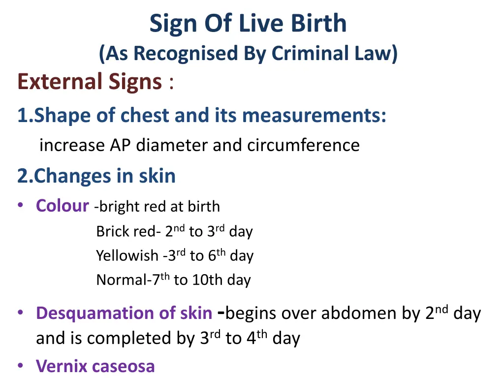 sign of live birth as recognised by criminal