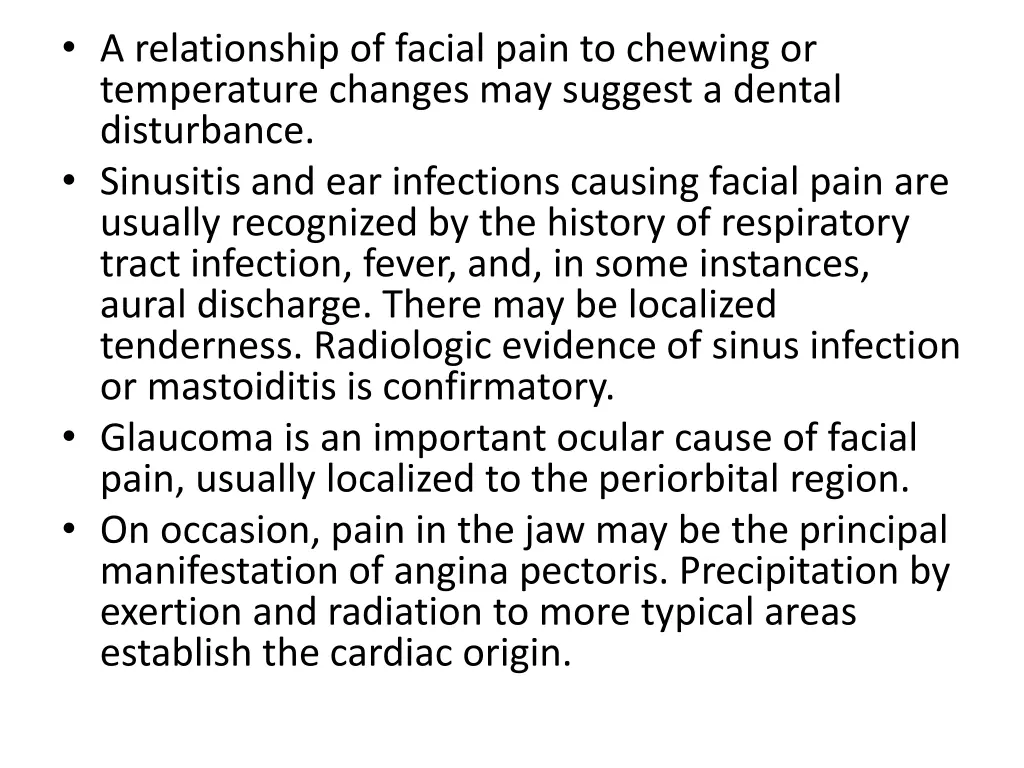 a relationship of facial pain to chewing