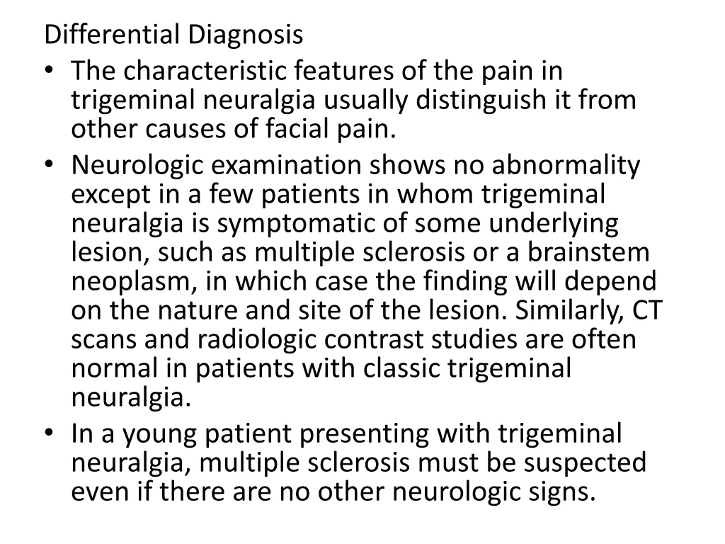 differential diagnosis the characteristic