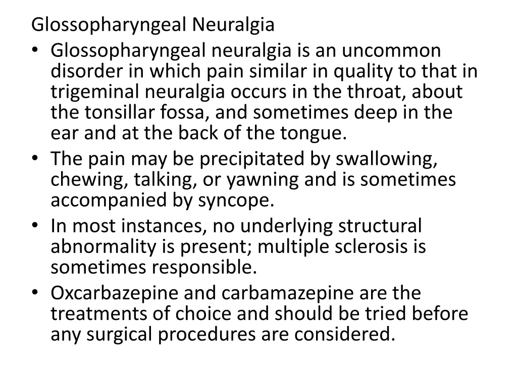 glossopharyngeal neuralgia glossopharyngeal