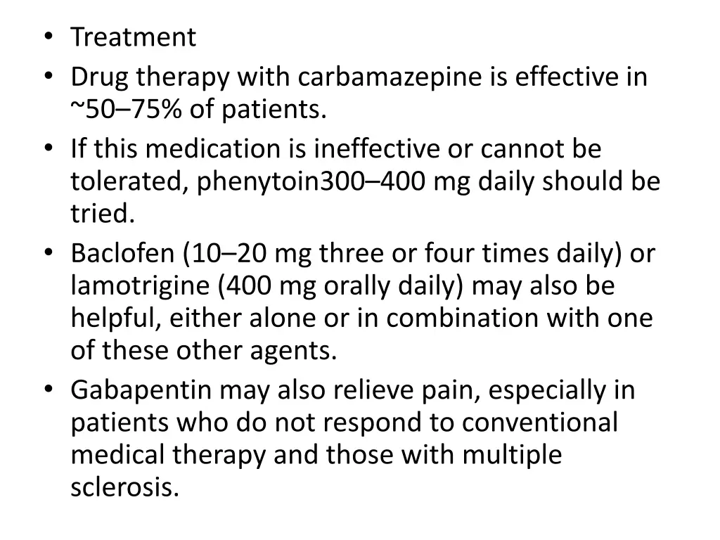 treatment drug therapy with carbamazepine