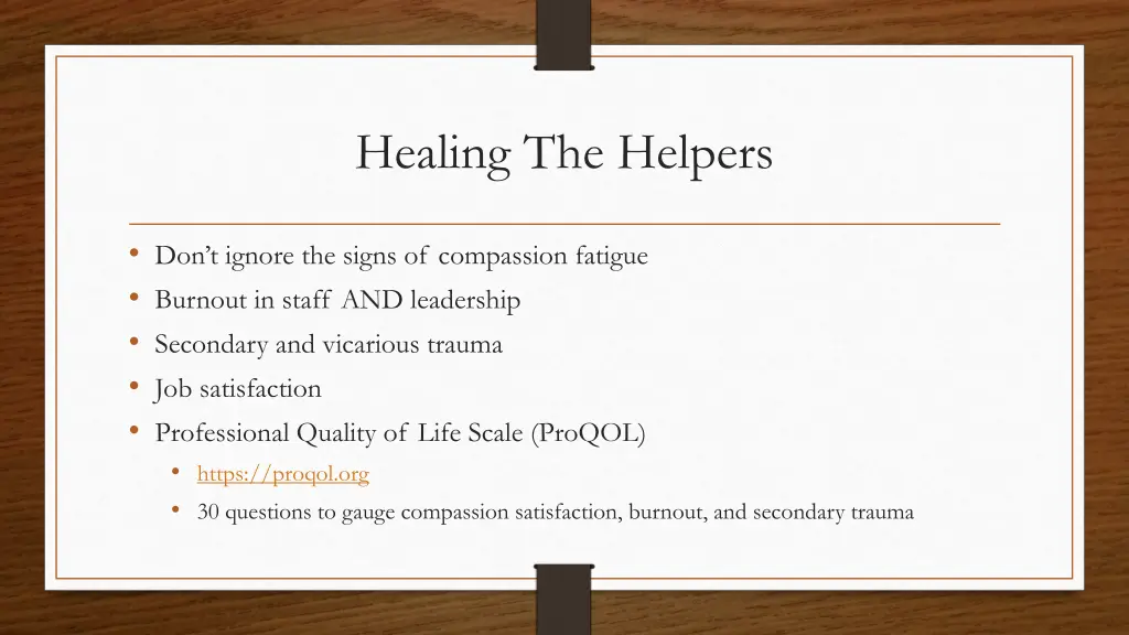 healing the helpers