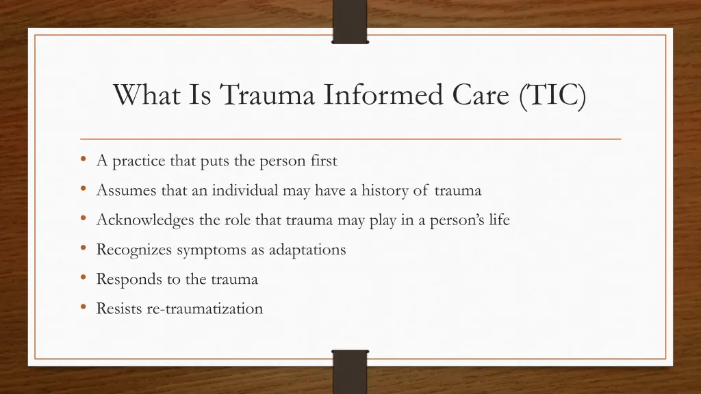 what is trauma informed care tic