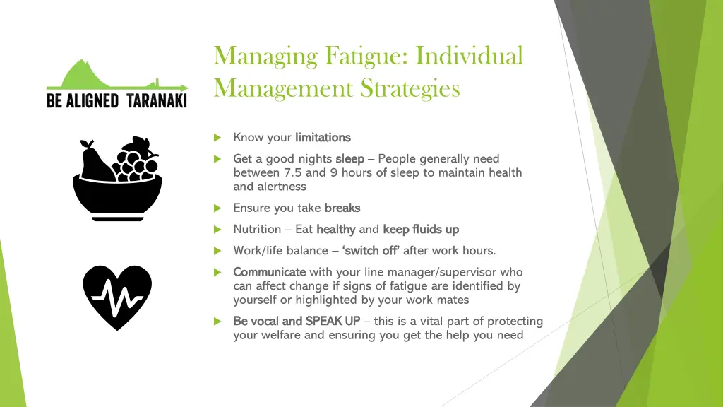 managing fatigue individual management strategies