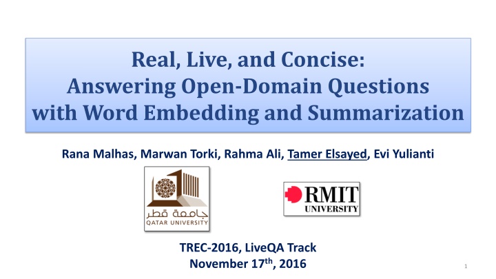 real live and concise answering open domain