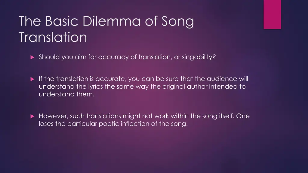 the basic dilemma of song translation