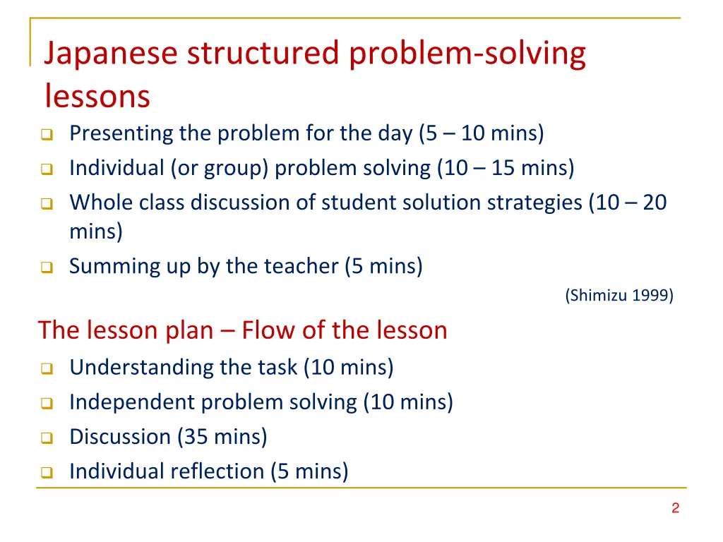 japanese structured problem solving lessons