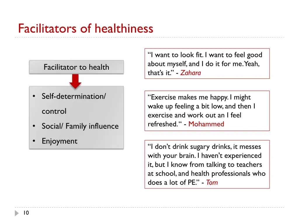 facilitators of healthiness