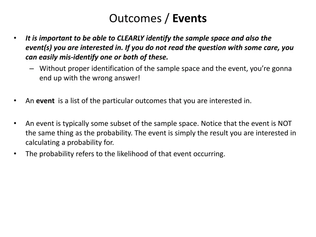 outcomes events