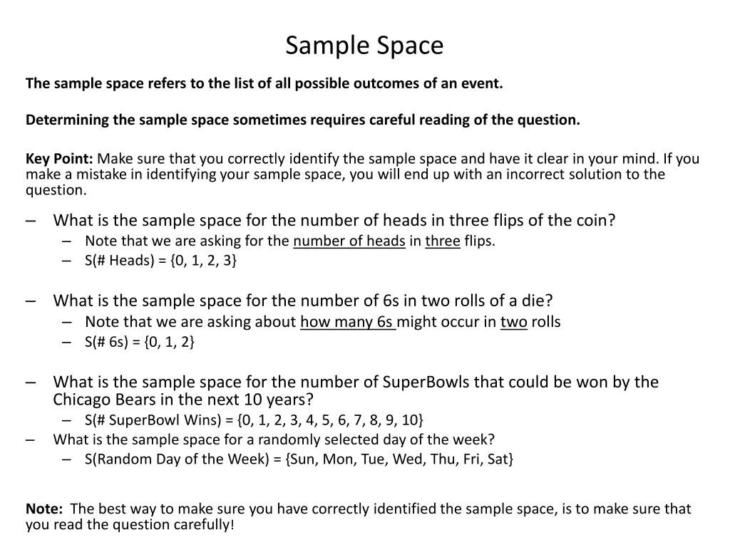 sample space