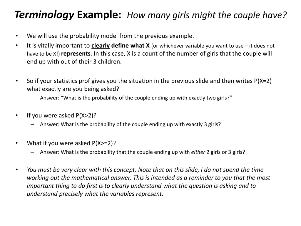 terminology example how many girls might