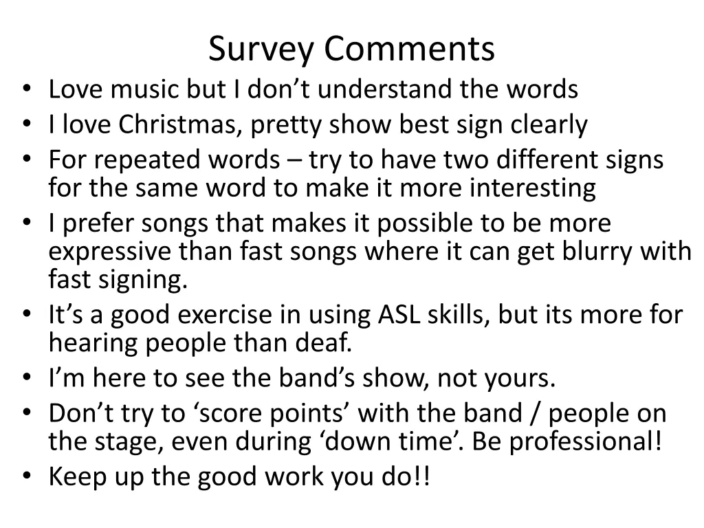 survey comments