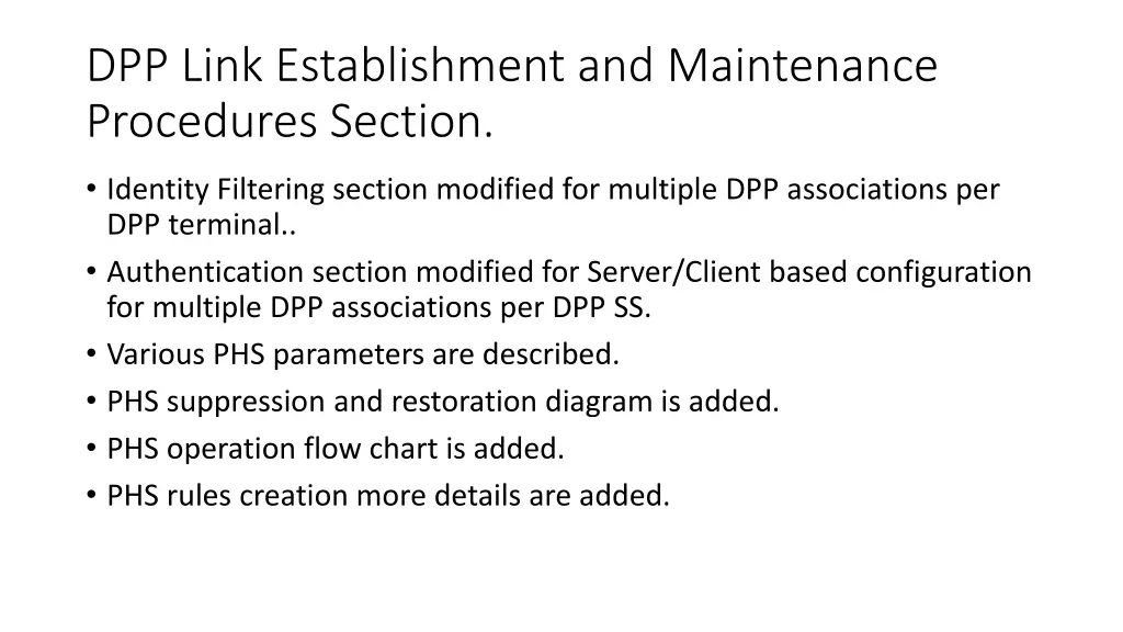 dpp link establishment and maintenance procedures