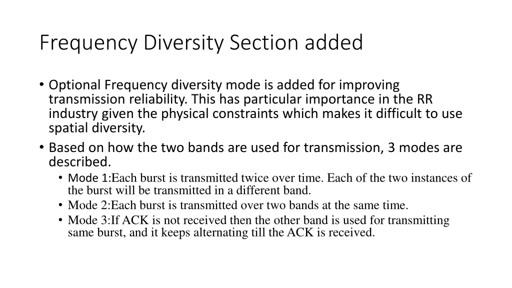 frequency diversity section added