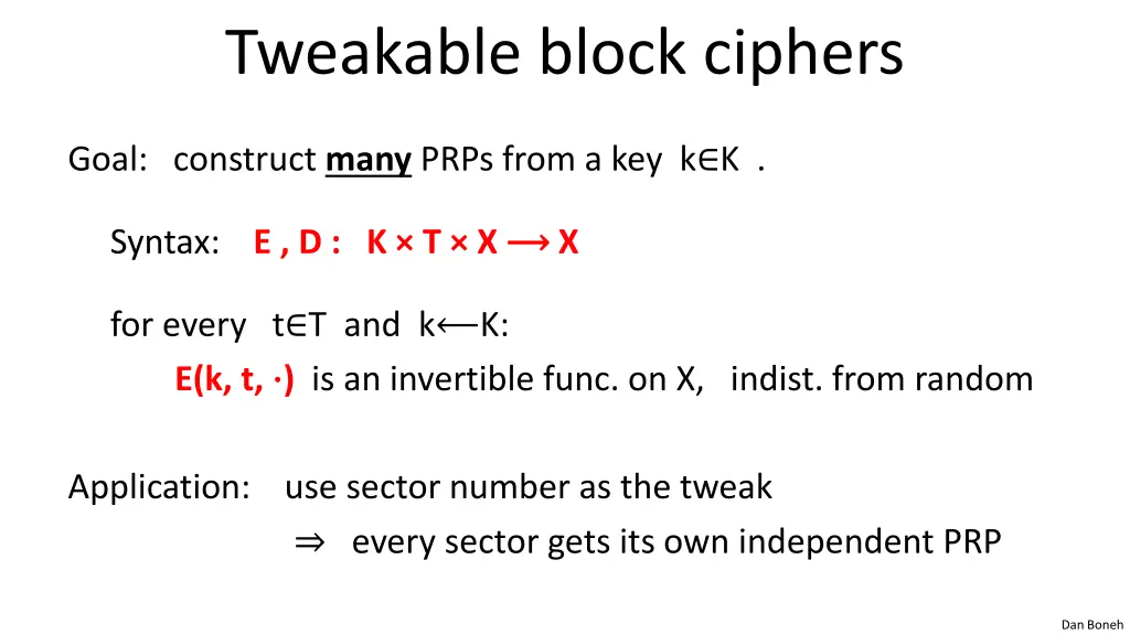 tweakable block ciphers