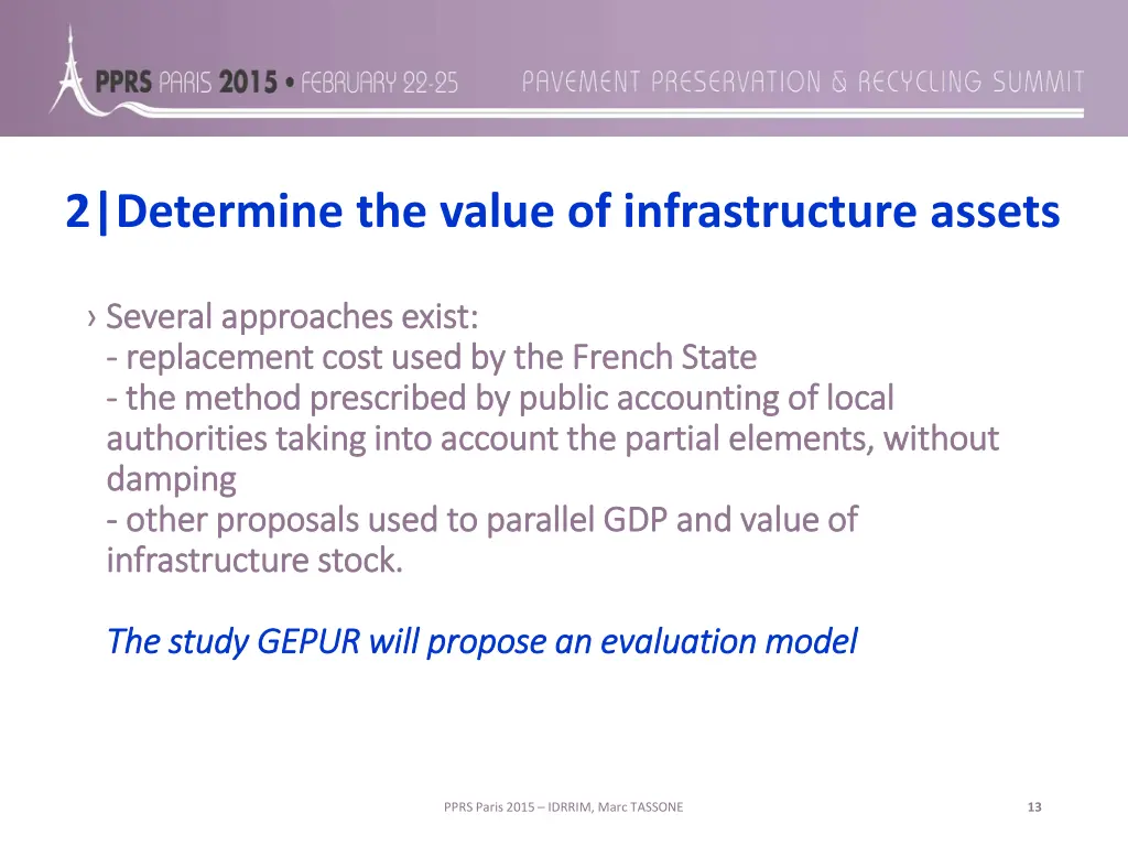 2 determine the value of infrastructure assets