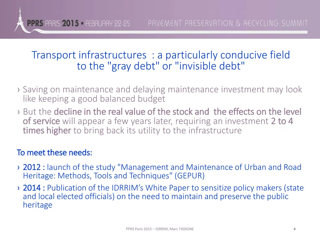 transport infrastructures a particularly