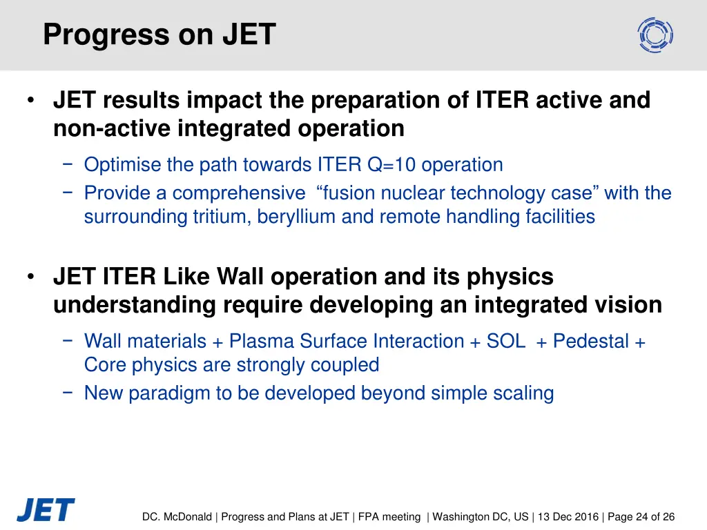 progress on jet