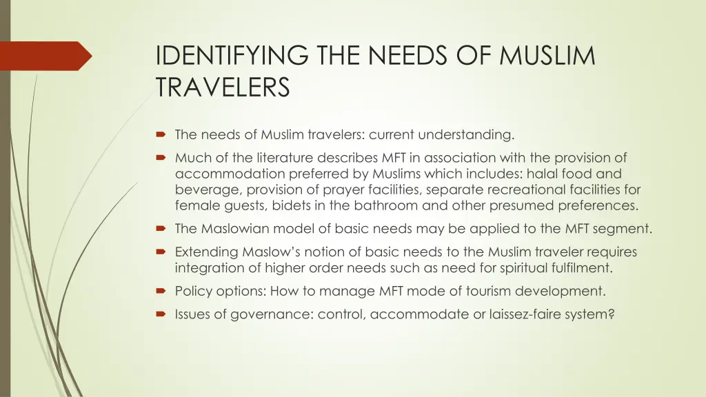 identifying the needs of muslim travelers