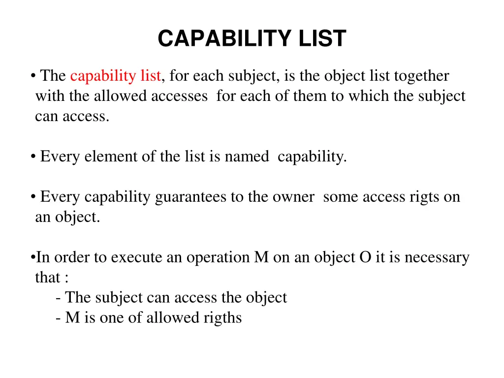 capability list