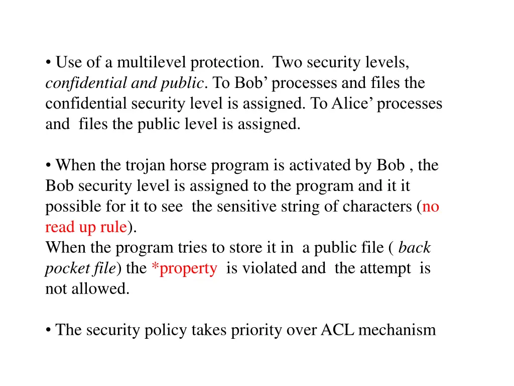 use of a multilevel protection two security