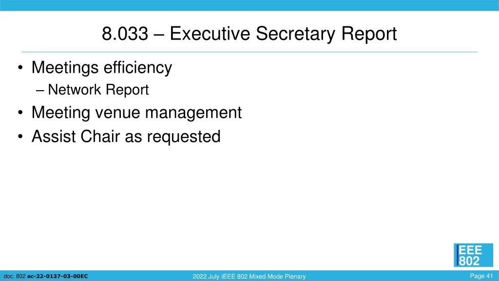 8 033 executive secretary report