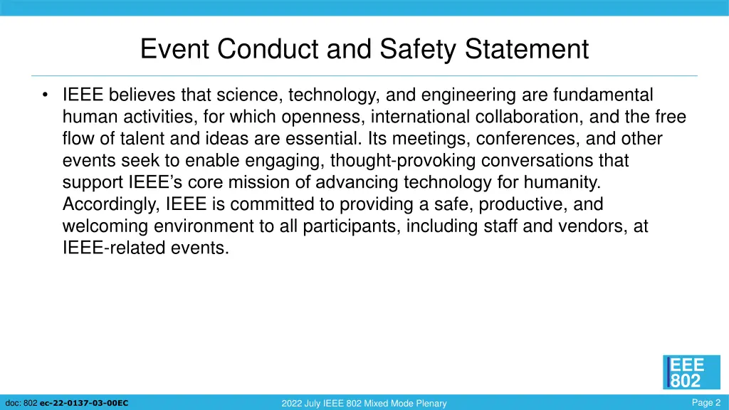 event conduct and safety statement