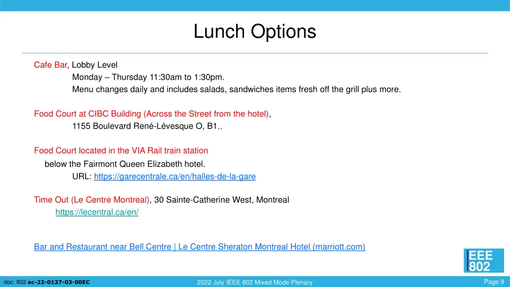 lunch options